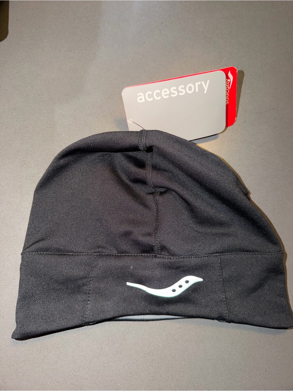 Saucony Black Performance Running Beanie with Reflective Logo